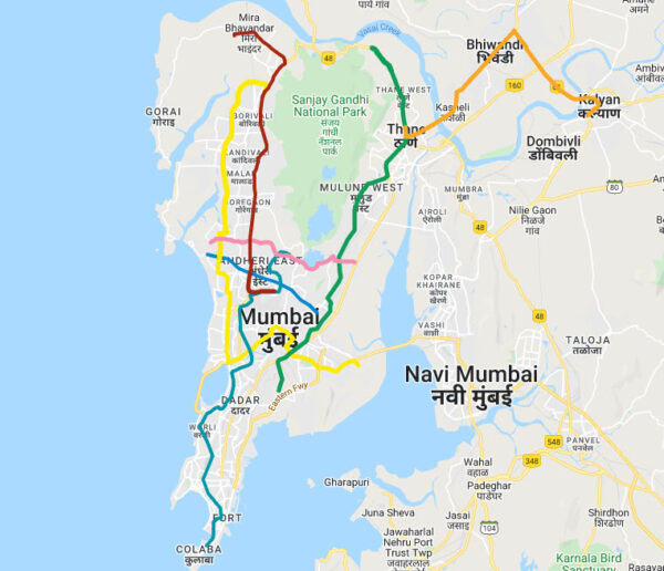 Mumbai Metro Map - All Lines/Routes With Station Names